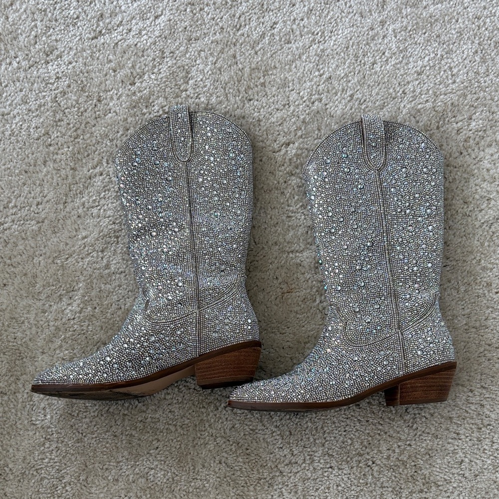 Madden Girl Sparkling Silver Heeled Boots